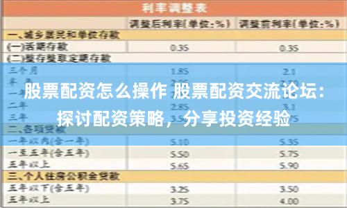 股票配资怎么操作 股票配资交流论坛：探讨配资策略，分享投资经验